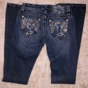 miss me distressed boot cut rhinestone jeans  26